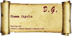 Damm Gyula névjegykártya